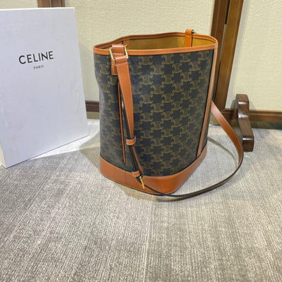BUCKET 33 IN BLACK TRIOMPHE CANVAS AND BRONZE BROWN CALFSKIN TRIM - Image 8