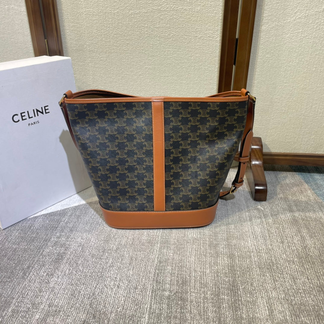 BUCKET 33 IN BLACK TRIOMPHE CANVAS AND BRONZE BROWN CALFSKIN TRIM - Image 9