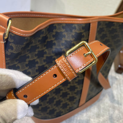 BUCKET 33 IN BLACK TRIOMPHE CANVAS AND BRONZE BROWN CALFSKIN TRIM - Image 10