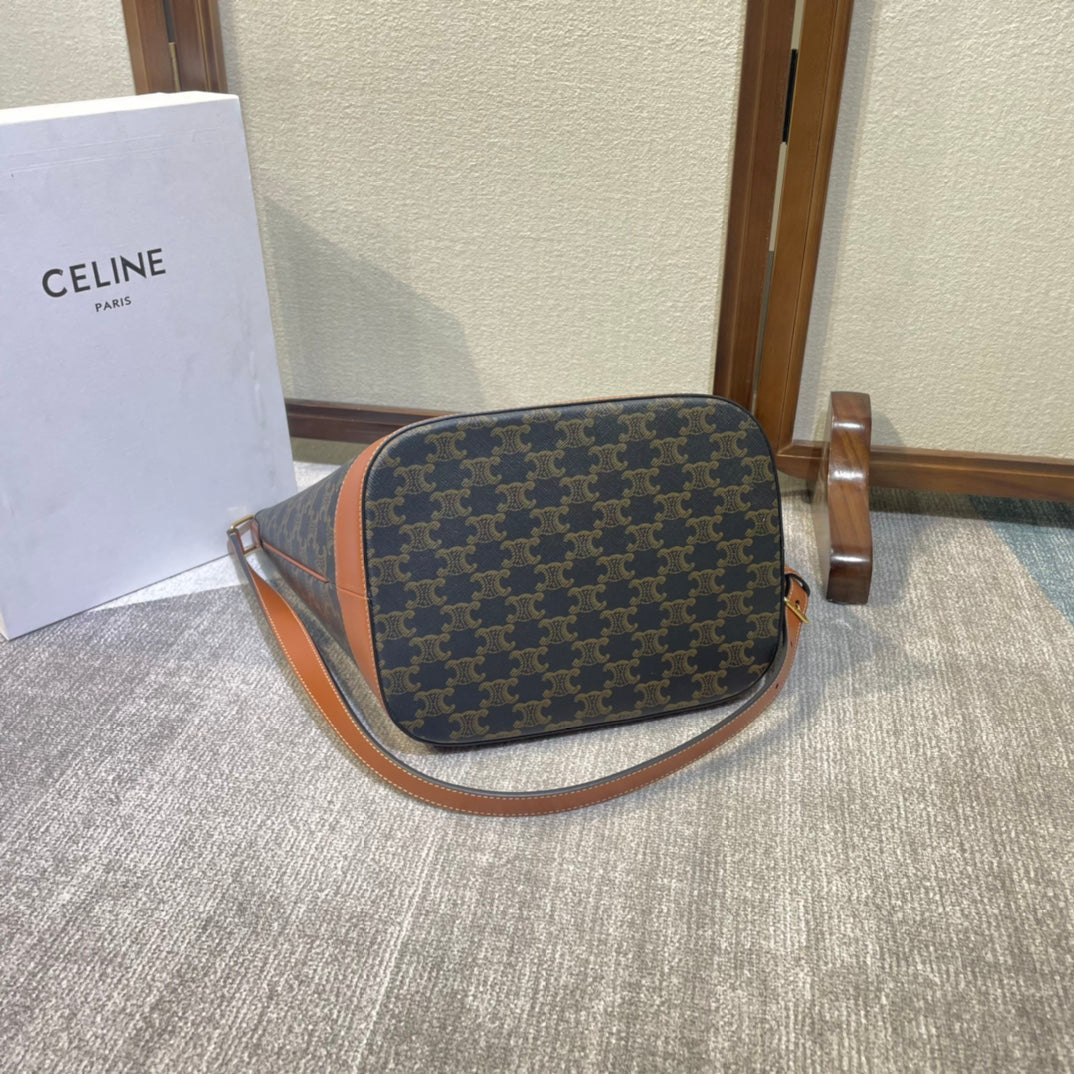 BUCKET 33 IN BLACK TRIOMPHE CANVAS AND BRONZE BROWN CALFSKIN TRIM - Image 4