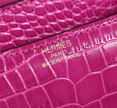 HM CONSTANCE 23 BARBIE PINK ALLIGATOR SILVER HARDWARE