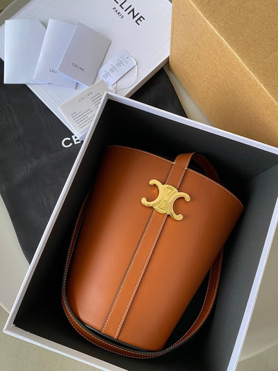 TRIOMPHE 25 BUCKET BAG CINNAMON BROWN CALFSKIN - Image 4