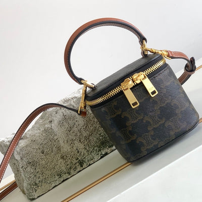 TRIPHOME 9 CALFSKIN BLACK PATTERN BOX BAG - Image 3