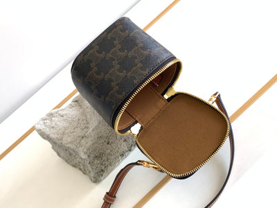 TRIOMPHE 9 CALFSKIN BLACK PATTERN BOX BAG - Image 9