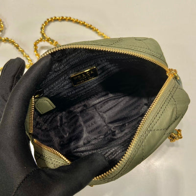 quilted hobo bag 19 in pickle green handmade nylon gold hardware - image 3