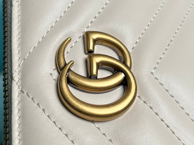 GG MARMONT MINI 22 HANDBAG IN WHITE CALFSKIN