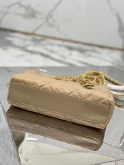 vintage hobo bag 25 in light french beige quilted nylon gold hardware - image 3