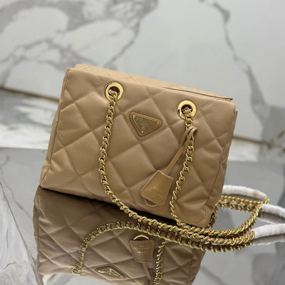 square bag 28 in black re-nylon and saffiano leather trim - main image