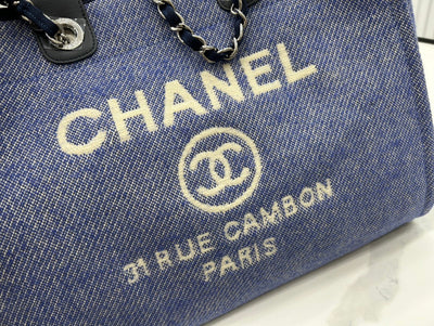 CC DEAUVILLE LARGE 38 TOTE BAG IN VIOLET PURPLE CANVAS WITH WHITE LOGO - Image 6