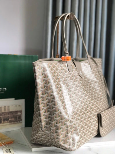 SAINT LOUIS GM 40 IN GREY MIX GREEN GOYARDINE CANVAS AND CALFSKIN