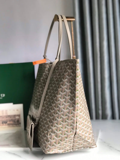 SAINT LOUIS GM 40 IN GREY MIX GREEN GOYARDINE CANVAS AND CALFSKIN