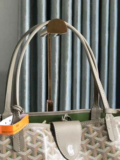 SAINT LOUIS GM 40 IN GREY MIX GREEN GOYARDINE CANVAS AND CALFSKIN