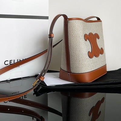 BUCKET CUIR TRIOMPHE 24 CALFSKIN BEIGE BROWN CARO - Image 4