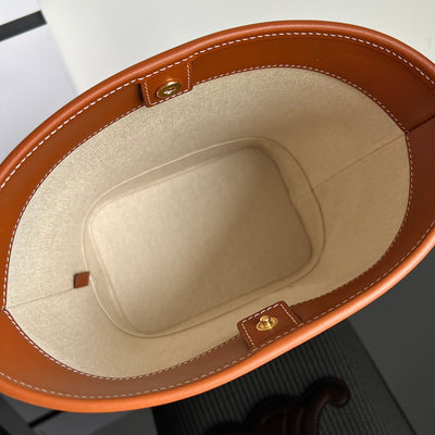 BUCKET CUIR TRIOMPHE 24 CALFSKIN BEIGE BROWN CARO - Image 6