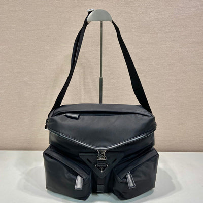 crossbody bag 29 in black re-nylon and calfskin trim - main image