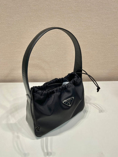 small drawstring bag 23 in black re-nylon - image 2