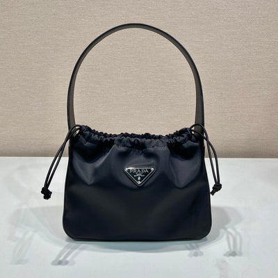small drawstring bag 23 in black re-nylon - main image