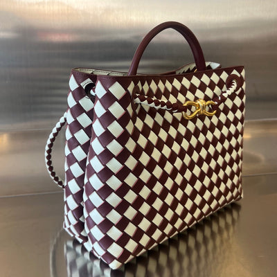 MEDIUM ANDIAMO 32 IN RED WHITE CALFSKIN - Image 2