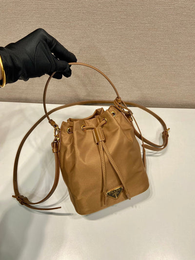 bucket bag 19 in russet brown re-nylon and calfskin handle - image 3