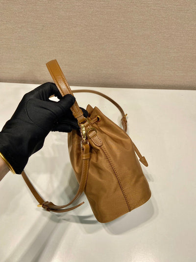 bucket bag 19 in russet brown re-nylon and calfskin handle - image 4