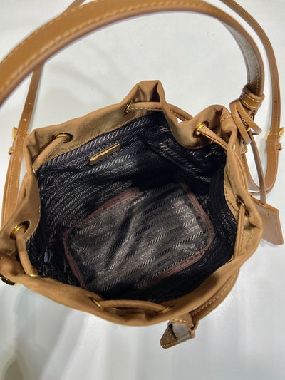 bucket bag 19 in russet brown re-nylon and calfskin handle - image 5