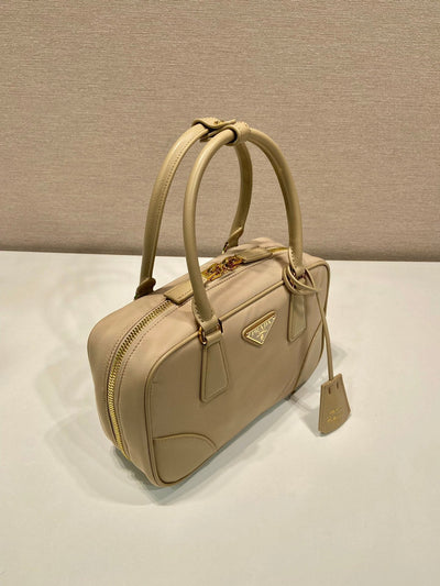 small top handle bag 25 in dried moss nylon and calfskin trim - image 2