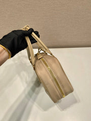 small top handle bag 25 in dried moss nylon and calfskin trim - image 4