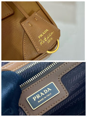small top handle bag 25 in golden brown nylon and calfskin trim - image 4
