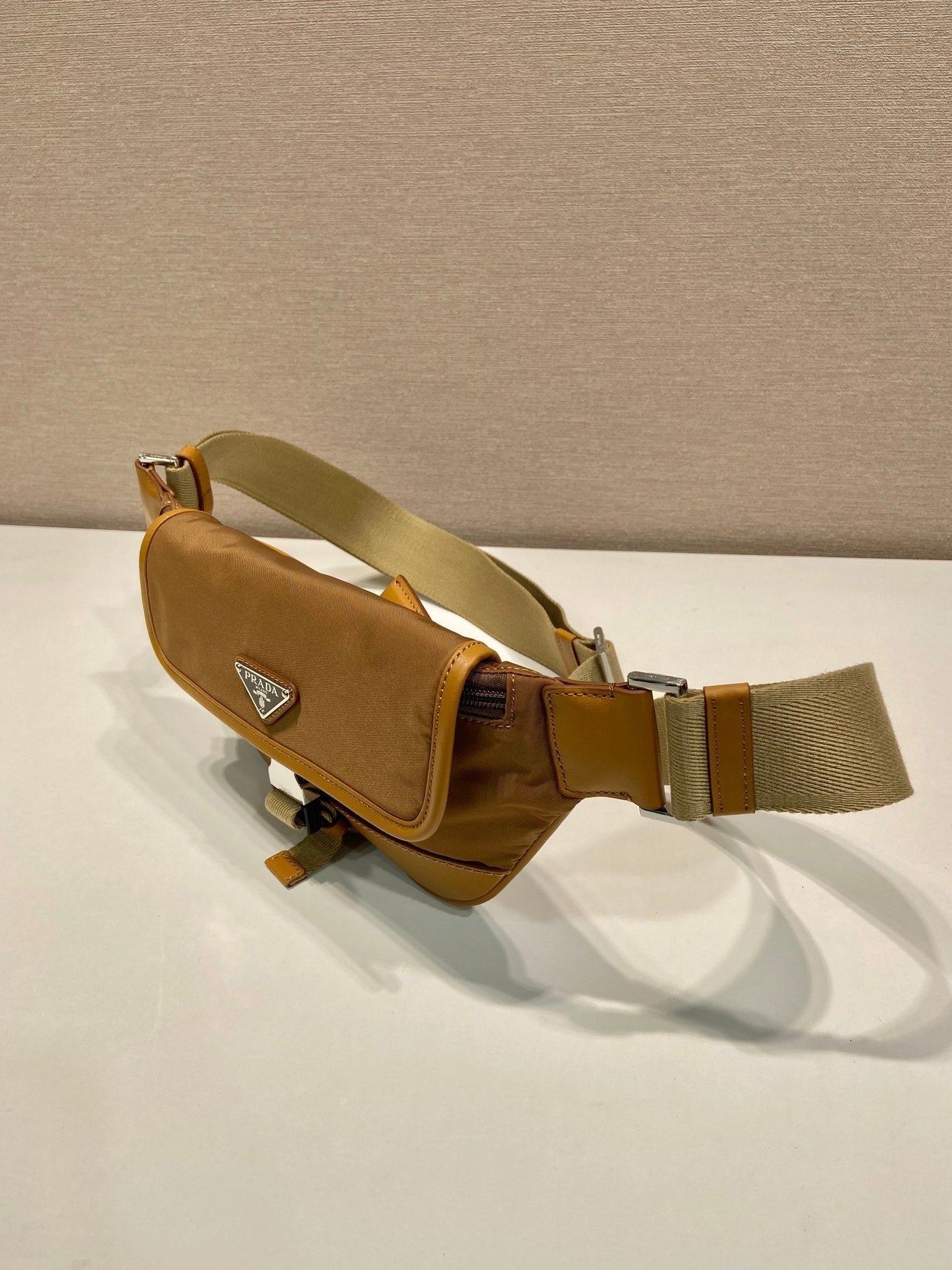 belt bag 18 in sepia brown re-nylon and calfskin trim - image 2