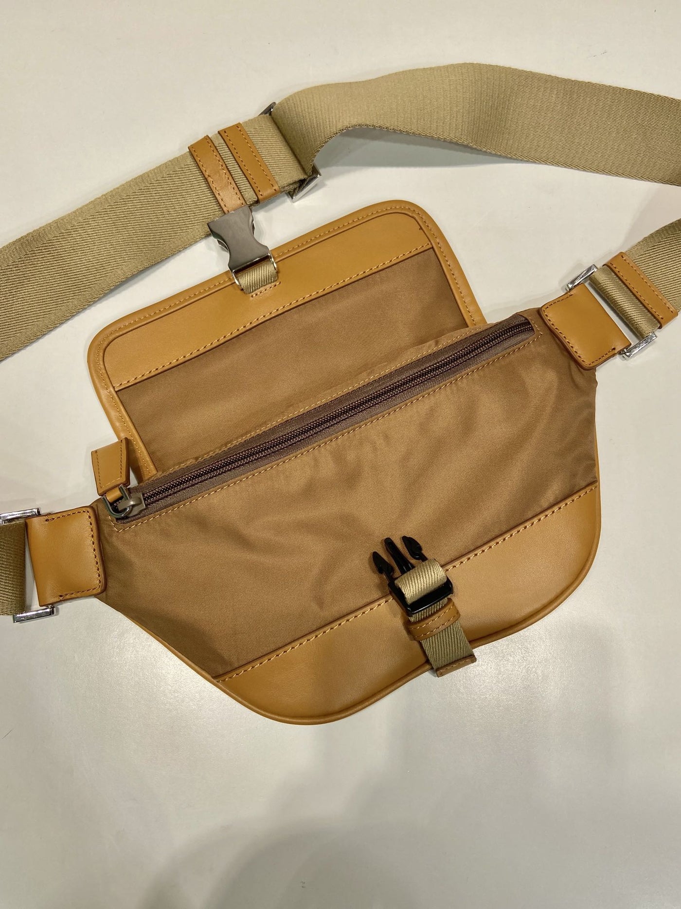 belt bag 18 in sepia brown re-nylon and calfskin trim - image 6