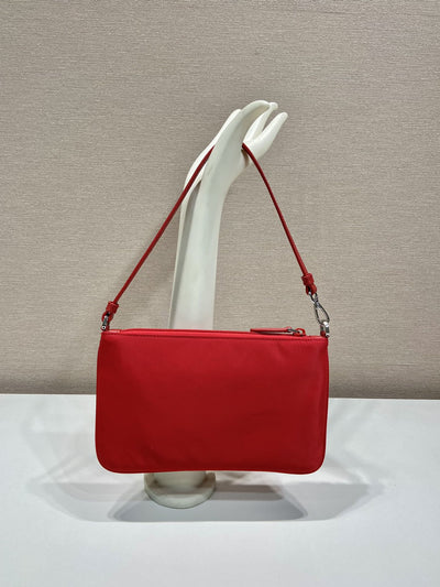 shoulder bag 24 with triangle logo in passion red re-nylon fabric - image 4