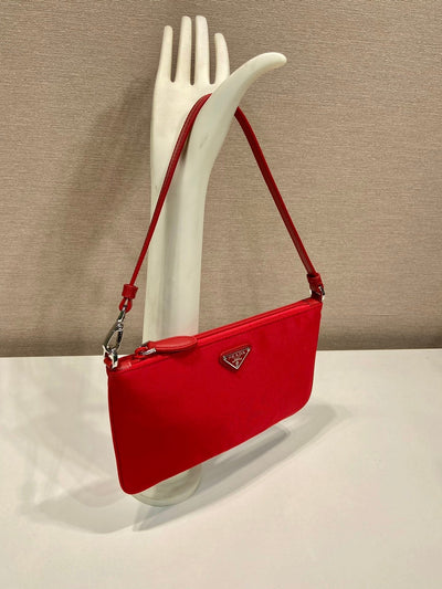shoulder bag 24 with triangle logo in passion red re-nylon fabric - image 5
