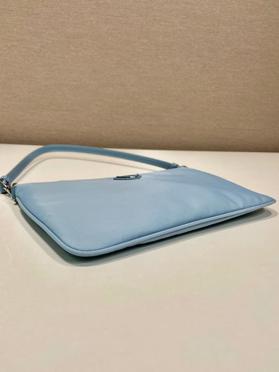 shoulder bag 24 with triangle logo in sky blue re-nylon fabric - image 3