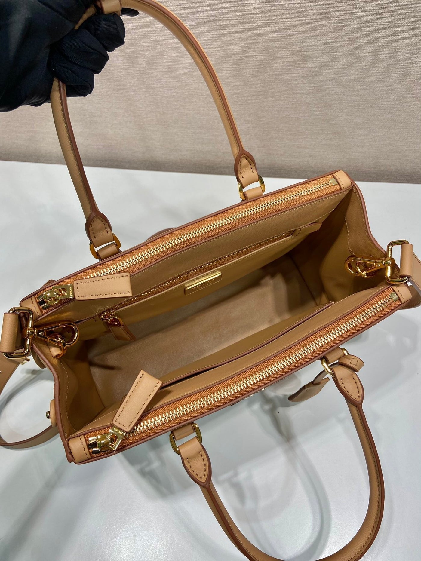 galleria top handle bag 32 in off white saffiano leather - image 4