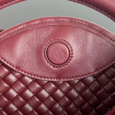 COBBLE TOP HANDLE BAG 23 IN BURGUNDY RED LAMBSKIN - Image 6