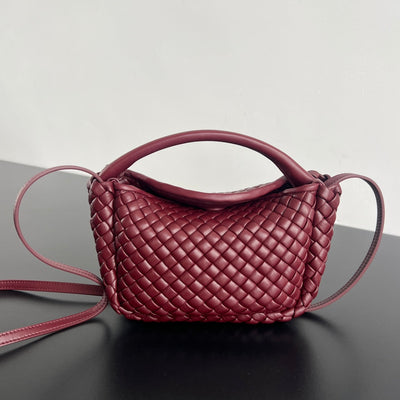 COBBLE TOP HANDLE BAG 23 IN BURGUNDY RED LAMBSKIN - Image 3
