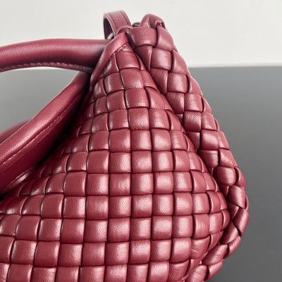COBBLE TOP HANDLE BAG 23 IN BURGUNDY RED LAMBSKIN - Image 9