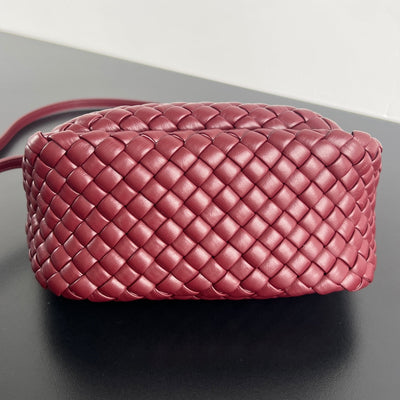 COBBLE TOP HANDLE BAG 23 IN BURGUNDY RED LAMBSKIN - Image 10