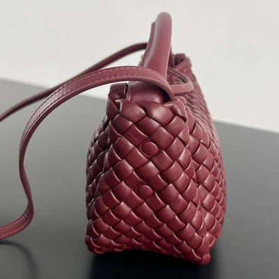 COBBLE TOP HANDLE BAG 23 IN BURGUNDY RED LAMBSKIN - Image 11