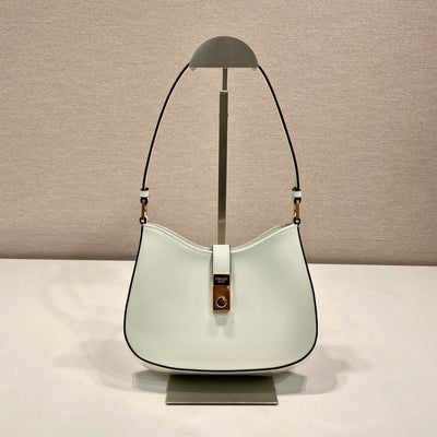 Pr*da cleo shoulder bag 22 in white brushed lambskin with clasp closure - main image