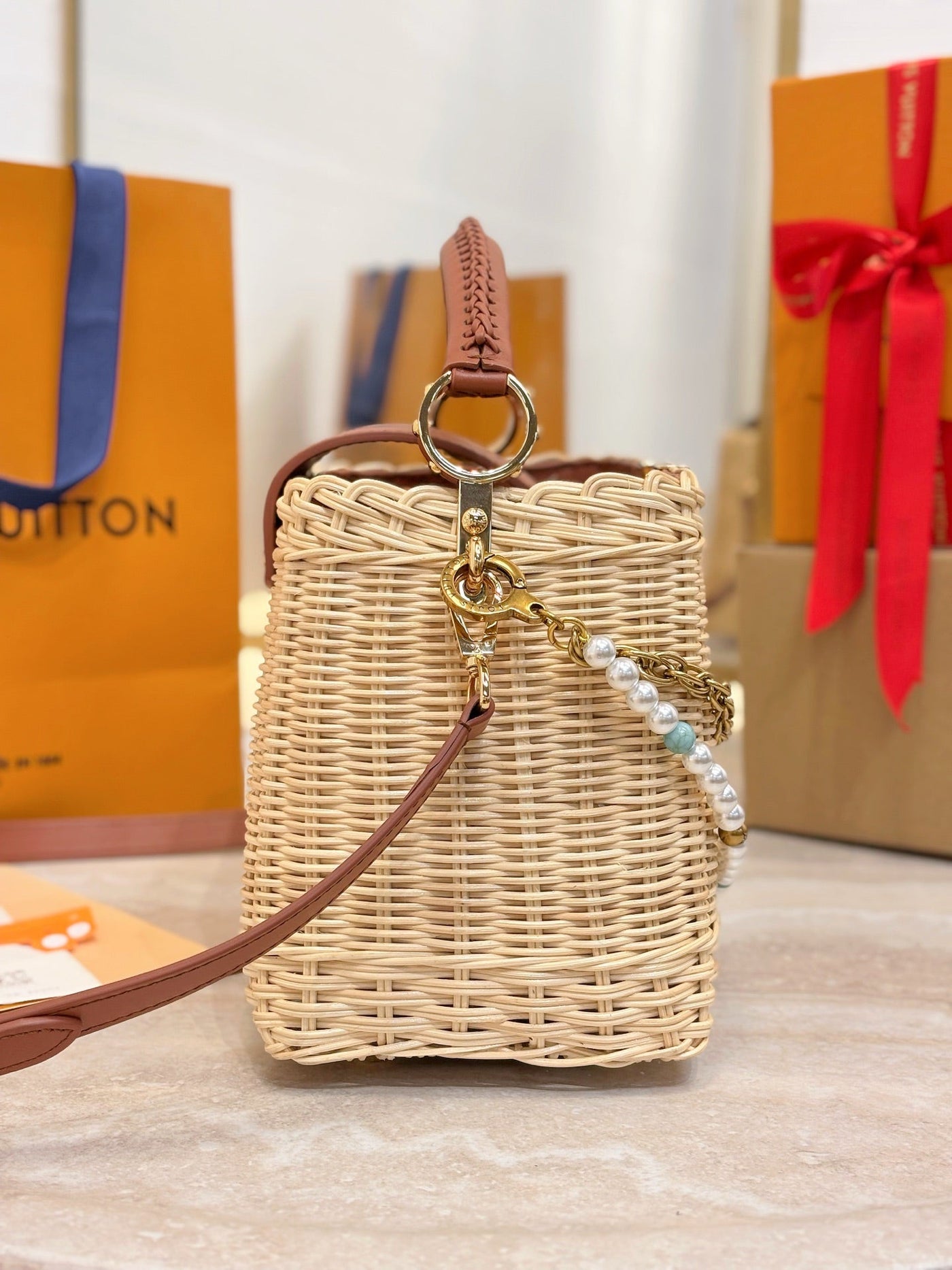 Lou*s Vuitt*n capucines bb handbag brown beige - image 2