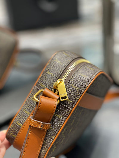 saint laurent  canvas smooth calfskin le monogramme camera bag chestnut - image 4