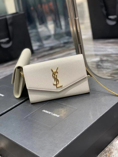 saint laurent grain de poudre uptown chain wallet white - image 3