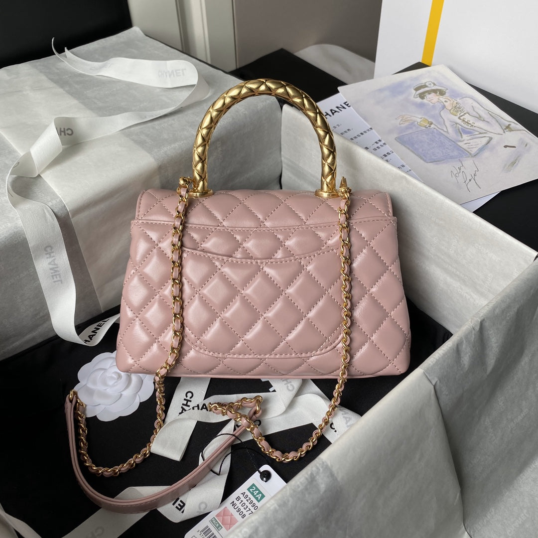 Chan*l 22b small flap bag gem chain dust pink - image 2