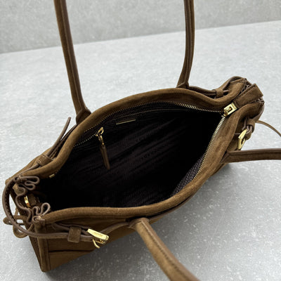 Pr*da bonnie medium suede handbag for women - image 3