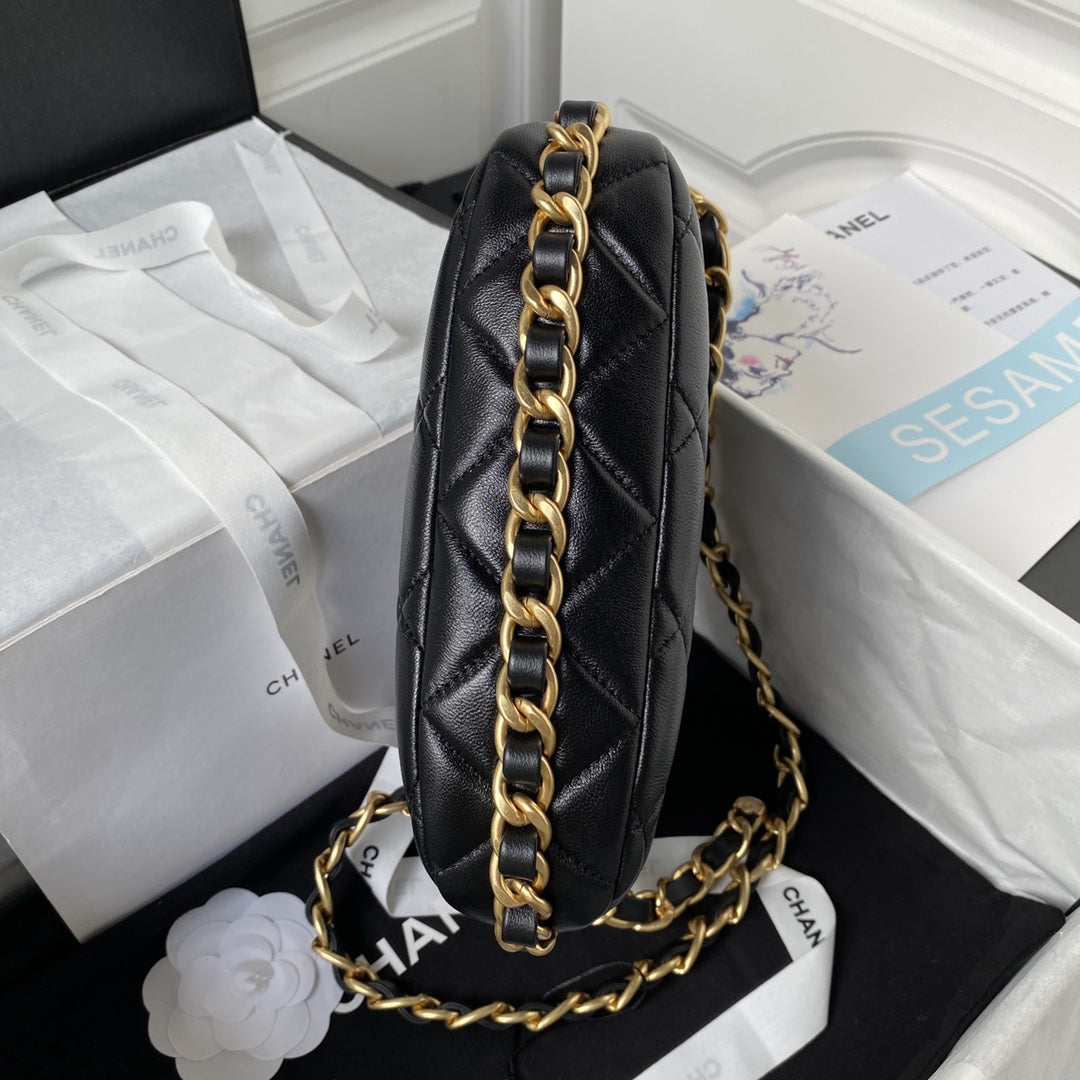 Chan*l 22k hobo bag logo chain lambskin - image 5