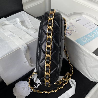 Chan*l 22k hobo bag logo chain lambskin - image 5