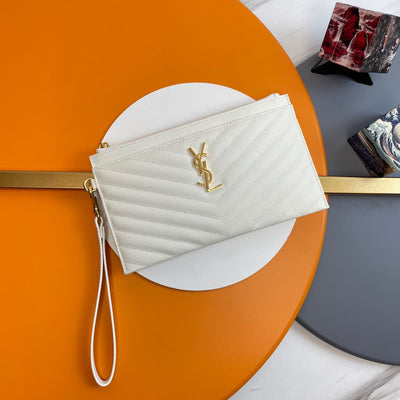 Y*L cassandre mattelasè large zipped pouch in grain de poudre embossed leather - main image