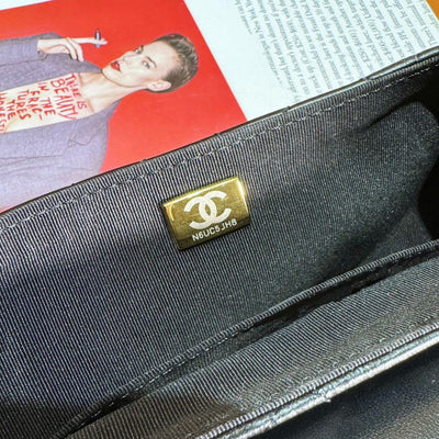Chan*l 24c top handle flap bag in black lambskin - image 4