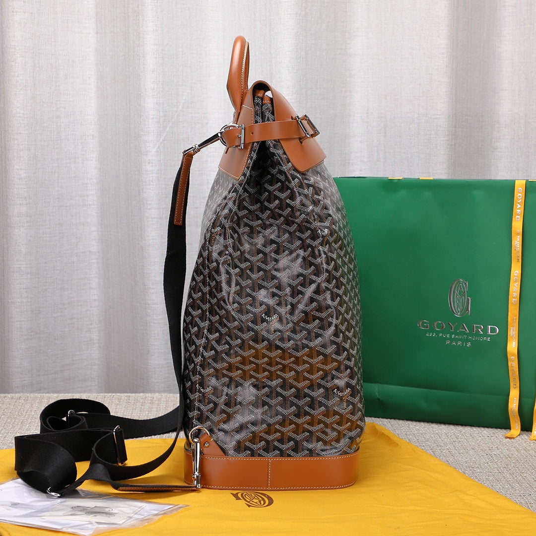 Goya*d black Goya*dine & brown leather steamer bag - image 3